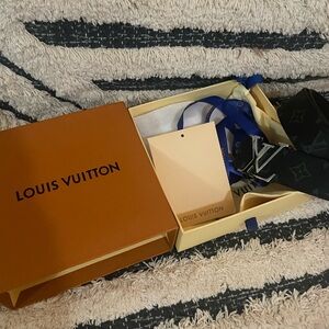 Louis Vuitton Black and Blue Belt with Box